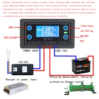 DC5-38V แบตเตอรี่ Tester โวลต์มิเตอร์แอมมิเตอร์โหลดอิเล็กทรอนิกส์ Monitor Charger Tester เครื่องวัดความจุไฟฟ้า Charge Discharge 12V 24V