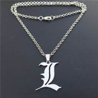 12 Pieces Death Note Double L Yagami Non-Mainstream Stainless Steel Necklace Smart Anime Letter Jewelry O Link Chain Black Cord