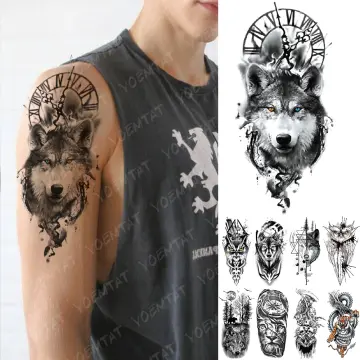 Amazoncojp 7pcs Sexy Rose Lion Flower Temporary Tattoo for Women Men  Children Boys Realistic Fake Wolf Tattoo Stickers Black Cross Compass Toe  GXQB088  Clothing Shoes  Jewelry