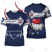 （Contact customer service for customization）in stockPersonalized name and department nurse 3D full print clothing style summer short sleeved round neck T-shirtCustomizable（Stock available in sizes for adults and children）