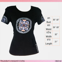 USED - Black Graphic Floral T-Shirt | เสื้อยืดสีดำ สีฟ้า แขนสั้น ลายกราฟิก ลายดอก คอกลม y2k ทรงใหญ่ วินเทจ สายฝอ มือสอง