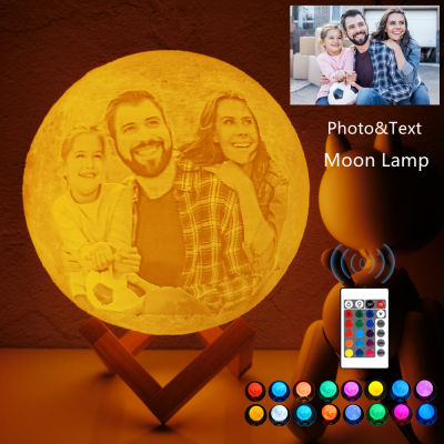 PhotoText Custom 3D Printing Moon Lamp Night Light Customized Personalized Lunar USB Rechargeable Lamp TouchTapRemote Switch
