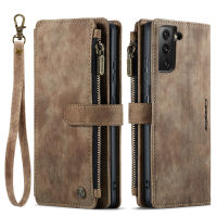 Samsung Galaxy S21 5G Wallet Case , EABUY Durable PU Leather Magnetic Flip Lanyard Strap Wristlet Zipper Card Holder Phone Case for Samsung Galaxy S21 5G