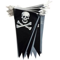 5M Pirate Birthday Banners Halloween Theme Party Decoration Pirate Skull Pennant Triangle Flags Hanging