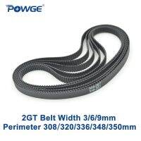 Powge 2mgt 2M 2gt ความยาวพิทช์สายพานซิงโครนัส320/330/336/340/348กว้าง3/6/9/15มม. ฟัน160 165 168 170 174ปิด Gt3