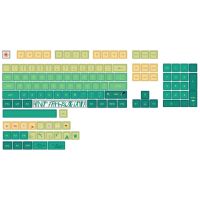 128 Keys ข้อความเหมือนกับ XDA ไม้ไผ่สีเขียว PBT ข้อความเหมือนกับ PBT DyeSublimation วิศวกรรมแป้นพิมพ์ปุ่มกดป้องกันจาระบีเคลือบ