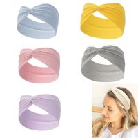 Solid striped cross hair band sports elastic headband yoga womens knotted headwear hair accessories