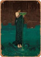 John William Waterhouse Circe Invidiosa ภาพวาดโปสเตอร์ศิลปะภาพพิมพ์ศิลปะศิลปะบนผนังโลหะย้อนยุค12X8นิ้วของตกแต่งภาพพิมพ์ศิลปะป้ายดีบุกวินเทจ