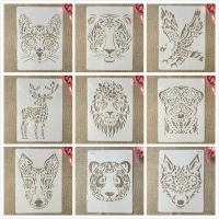 9Pcs A4 29cm Lion Tiger Deer Animals DIY Layering Stencils Painting Scrapbook Coloring Embossing Album Decorative Template