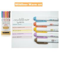 Zebra Mildliner ปากกาเน้นข้อความสองด้านปากกาวาด Wkt7อ่อนตัวอักษรเรืองแสงสีที่เขียนเส้นชุดสิ่ว