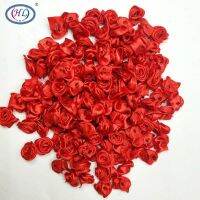 [HOT!] HL 100pcs Handmade Red Ribbon Rose Flowers Wedding Decoration DIY Crafts Apparel Accessories Sewing Appliques 15MM A662