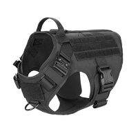 Tactical Dog Harness with 2X Metal Buckle Working Dog MOLLE Vest with Handle Front Clip Dogs Pet Military Adjustable Harness