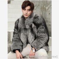 ⊙▪✙ rfefefewfeerew Casaco de vison masculino novo casaco pele raposa curto jaqueta inverno moda