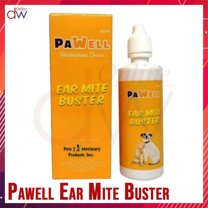 Pawell Dog & Cat Ear Mite Buster 60ml Pet Ear Drops Eliminate Ear Mites