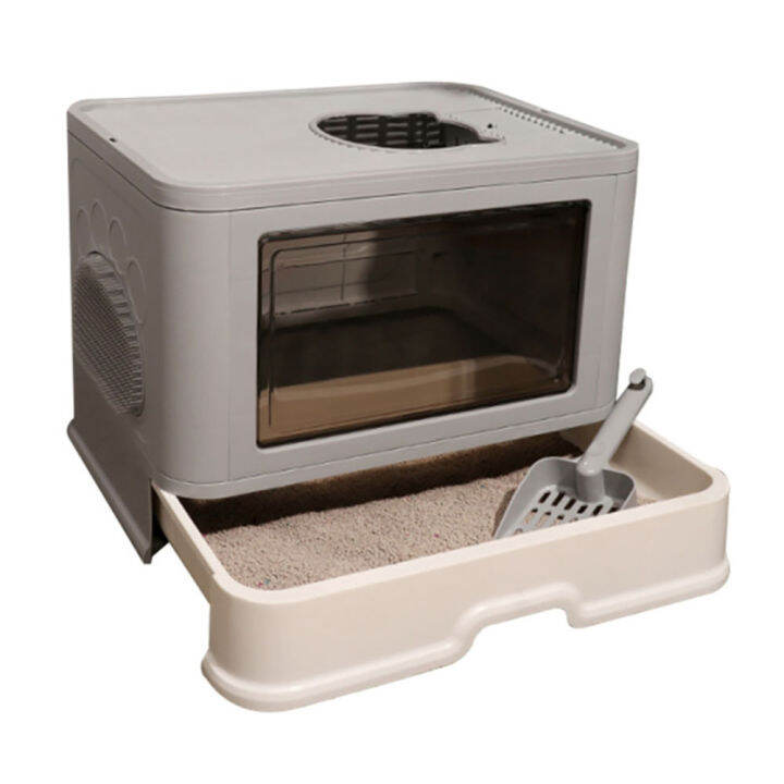 Foldable Cat Litter Box Enclosed Cat Litter Box with Lid Top Entry Top