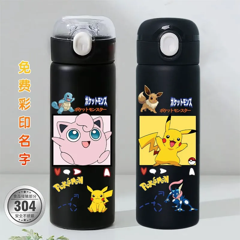 Cartoon Pokemon Water Bottle Anime Stainless Steel Thermos Cup