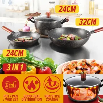 BIGSPOON 3-Pcs Cooking Pot Set Periuk Set Soup Pot Extra Large