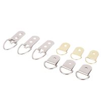 100pcs Golden Triangle D-Ring Strap Hanger Oil Painting Mirror Picture Frame Art Hanger Work Hanging Photo Wall Hook