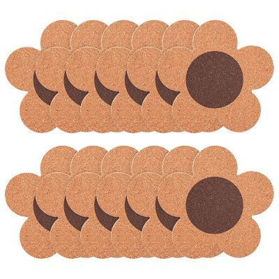 12 Pack 3/8 inch Thick Cork Coasters, 4 Inch Flower Shape Absorbent Natural Cup Coasters Heat Resistant Coasters