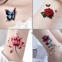 Sa Tattoos [ขายดี] สติกเกอร์รอยสัก ลายผีเสื้อ ดอกไม้ 3D กันน้ํา ติดทนนาน สําหรับนักเรียนหญิง ผู้ชาย gxb