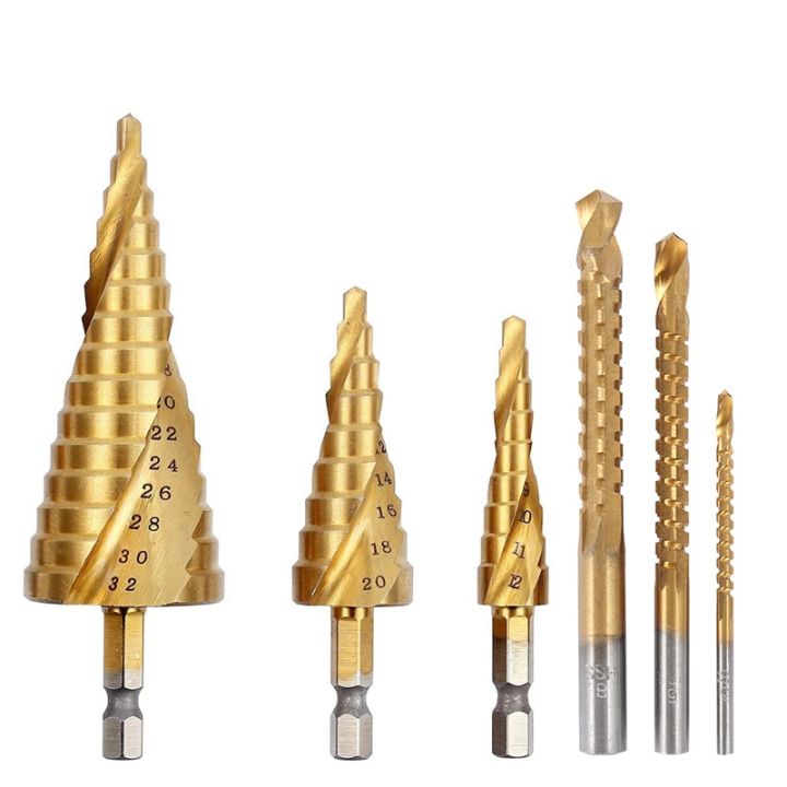6pcs-titanium-hex-step-drill-bit-set-4-12-20-32mm-metal-hole-cutter-wood-cone-core-drilling-hole-saw-tool-saw-drills