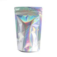 Thick 50pcs Aluminum Foil Laser Zip Lock Pouch Clear Hologram Rainbow Stand Up Zip Lock Plastic Packaging Bag with Tear Notch