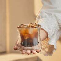 Net red ins wind waterfall pattern glass thickened glacier cup high-value bark rock colored water wine glass mug cup