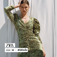 Zara เดรสแขนยาวพิมพ์ลาย ทรงเข้ารูป