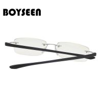 BOYSEEN แว่นอ่านหนังสือไร้กรอบรุ่น TR90 ป้องกันสีฟ้าและป้องกันรังสีอัลตราไวโอเลตใหม่สำหรับแว่นอ่านหนังสือวัยกลางคนและผู้สูงอายุ