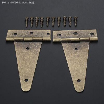 【CC】 2pcs T-shape Metal Hinges w/screw Flat Hardware Antique 10cm Wood Jewelry Cabinet Door