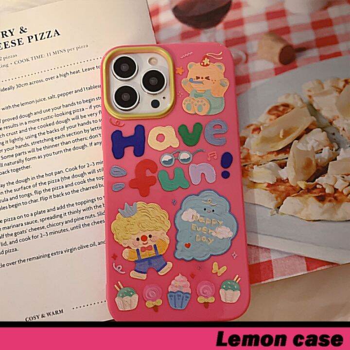 lemon-เคสโทรศัพท์มือถือ-แบบนิ่ม-ลายการ์ตูนกราฟฟิตี้-สีชมพู-มันวาว-สไตล์เกาหลี-สําหรับ-14-14pro-14plus-14promax-7-8-7plus-8plus-11-12-x-xs-xr-xsmax-11pro-12pro-11promax-12promax-13-13pro-13promax-qc731