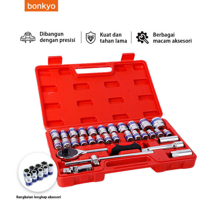Bonkyo kunci sok set 32PCS 1/2'' DR Box Socket Set Box Spanner Set