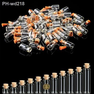 10pcs Small Glass Bottles with Clear Cork Stopper Jars Tiny Wedding Vials 0.5-5ml Message Favor Containers Jewelry Spell Jars
