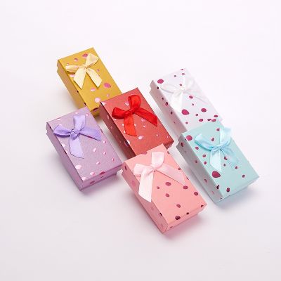 High Quality Cute Retro Bow Tie Ribbon Paper Box Jewelry Pendant Ring Necklace Bracelet Earrings Gift Packaging Storage Box