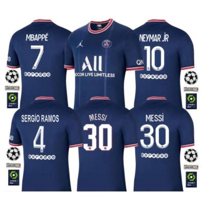2022 New Original Paris Saint-Germain Home Shirt Size S-2XL 2021-2022 Football 21/22 Short Sleeve Man Fans PSG Jersey MESSI 30 Neymar Jr 10 KEAN 18 Mbapp7 Sergio Ramos 4