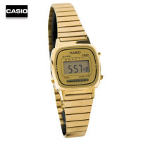 Velashop นาฬิกาข้อมือผู้หญิงคาสิโอ Casio Standard  สีทอง สายสแตนเลส รุ่น LA670WGA-9DF, LA670WGA-9D, LA-670WGA