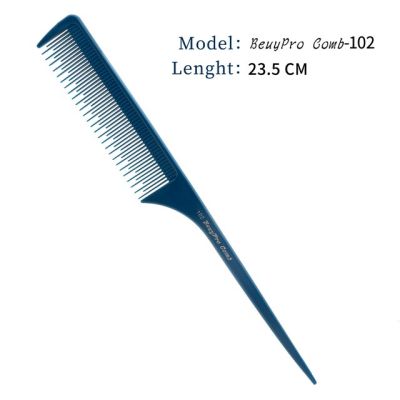 Beuy Pro Comb หวีหางแหลม สำหรับรวบผมตึงหรือแสกผม รุ่น 102 กว้าง 2.8 ยาว 22.8 หนา 0.4 ซม. น้ำหนัก 14 กรัม ช่างตัดผมมืออาชีพ ซาลอน – สีขาว/น้ำเงิน/เขียว