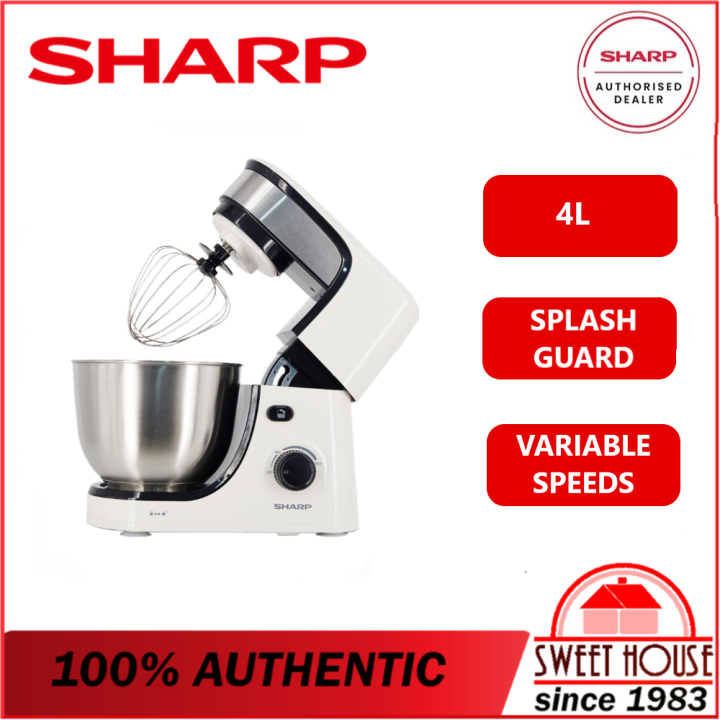 SHARP 4L Stand Mixer EMS80WH With Stainless Steel Bowl & Variable