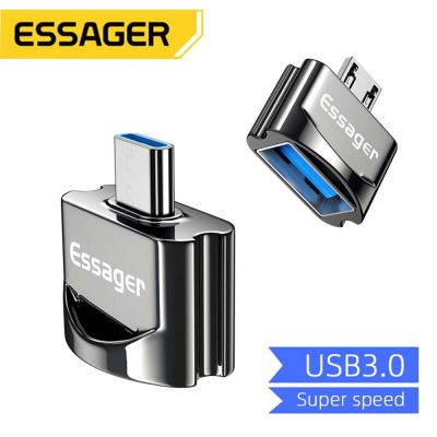 Essager USB อะแดปเตอร์ OTG Micro ตัวผู้ไปยังคอนเนคเตอร์ตัวเมีย Type-C 3.0สำหรับ Samsung S20ตัวแปลง USBC