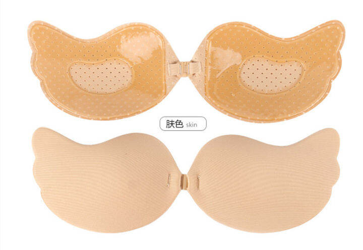 breathable-deep-v-ที่มองไม่เห็น-bra-ซิลิโคนชุดชั้นในชุดว่ายน้ำชุดแต่งงานเจ้าสาวผ้ารวบรวมพื้นผิวขนนกปีกมะม่วงติดหน้าอก-j77c