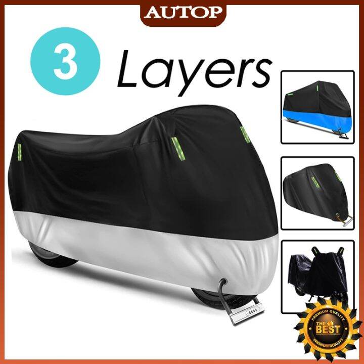 Motorcycle Waterproof 3 layer Cover Rain and Dust UV Cover Motor ...