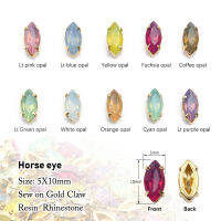 5x10mm6x12mm horse eye sewing resin rhinestone gold claw set Opal color Stones shoes and hats decorative supplies