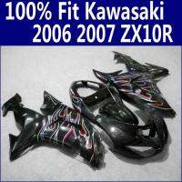 ❄⊙◕ ABS motorcycle parts for Kawasaki fairings Ninja ZX10R 2006 2007 red flames in black ZX-10R 06 07 fairing kit ZS65