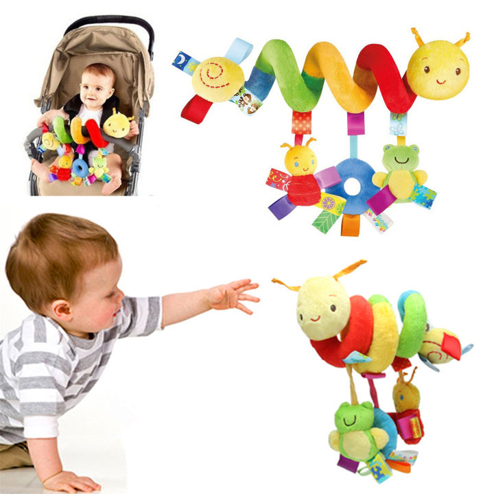 ของเล่นของเล่นมือเขย่ากลึงแขวนไว้แบบเกลียวสำหรับการเดินทางด้วยที่นั่งรถรถเข็นสำหรับเด็กทารก