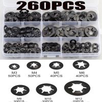 [Haotao Hardware] 260Pcs M3 M4 M5 M6 M8 M10 M12 Push-On ล็อคเครื่องซักผ้า Star Nut โลหะความเร็วสูง Star Nut ล็อค Fastener ชุดสารพัน