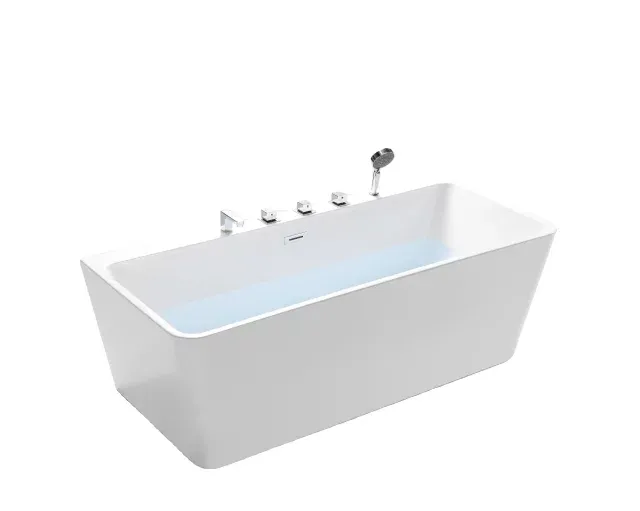 Bathtub White Acrylic solid Surface Bathtub With Built in Faucets Freestanding Tubs Built in
