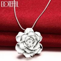 ✸♚ DOTEFFIL 925 Sterling Silver 16-30 Inch Snake Chain Flower Pendant Necklace For Women Fashion Wedding Party Charm Jewelry