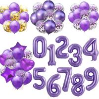 40inch Purple Foil Number Balloons Latex Happy Birthday Party Decor Balloon Adult/Kid Baby Shower/Wedding Decoration Supplies Pipe Fittings Accessorie