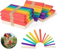 50Pcs/Colored Wooden Popsicle Sticks Natural Wood Ice Cream Stick for Kids Educational Toys Handmade DIY Craft Supplies