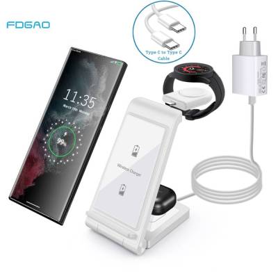 25W Wireless Charger Stand 3 in 1 for Samsung Galaxy Flip 4/S22 Ultra/S21/S20/S10 Galaxy Watch 5 4 3 Active 2 Buds Fast Charging